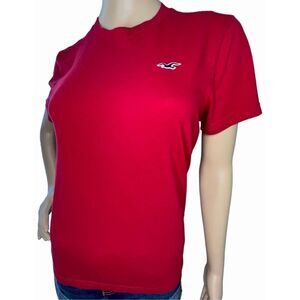 Hollister Basic Plain Red Crewneck Short Sleeve T-Shirt